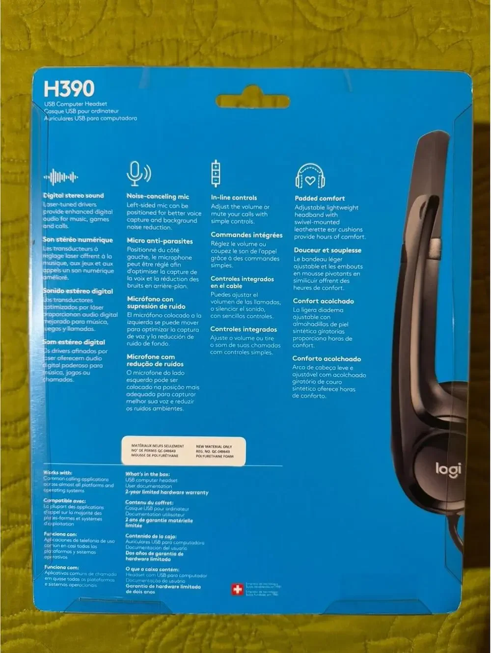 Logitech Logi H390 Comfort USB Headset with Noise-Canceling Microphone New